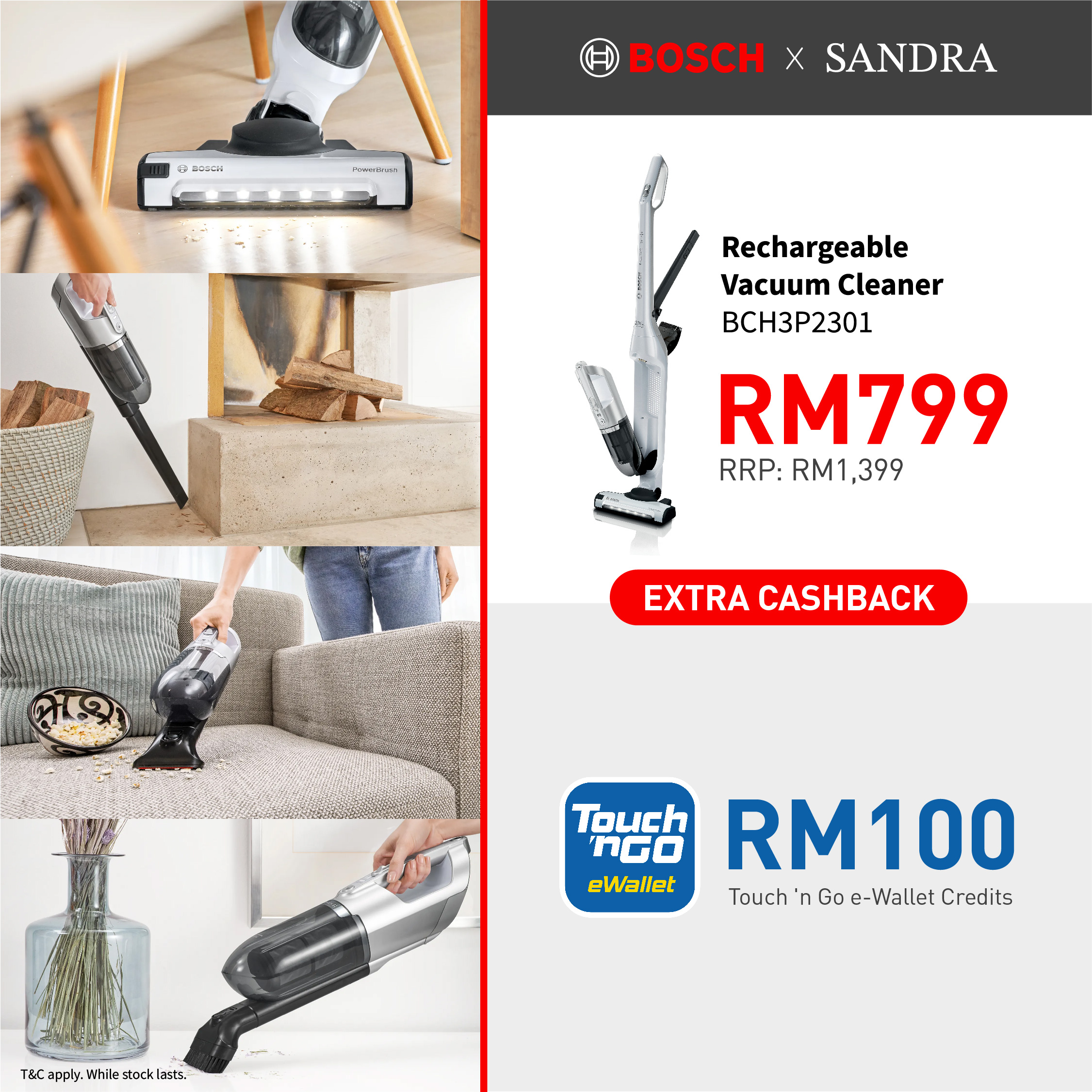 [Bosch x Sandra] BCH3P2301 Rechargeable Vacuum Cleaner
